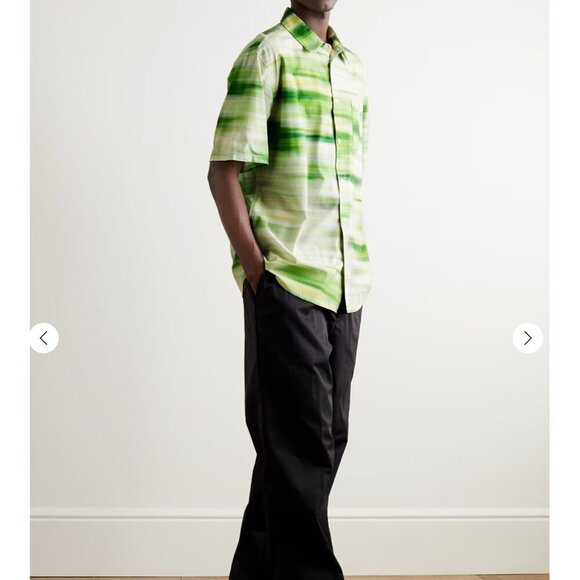John Elliott New Green Printed Cotton Blend Voile 2/ M Shirt - Picture 5 of 10